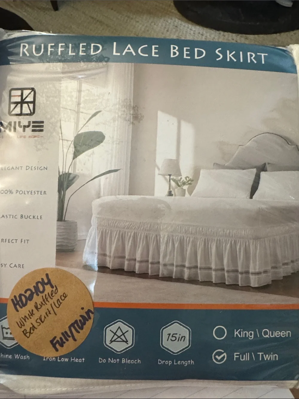 Ruffled Lace Bed Skirt - White Full/Twin